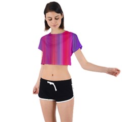 Multicolored Abstract Linear Print Tie Back Short Sleeve Crop Tee by dflcprintsclothing