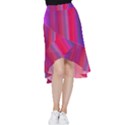 Multicolored Abstract Linear Print Frill Hi Low Chiffon Skirt View1