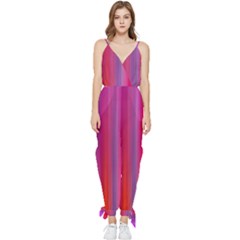 Multicolored Abstract Linear Print Sleeveless Tie Ankle Chiffon Jumpsuit by dflcprintsclothing