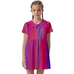 Multicolored Abstract Linear Print Kids  Asymmetric Collar Dress by dflcprintsclothing