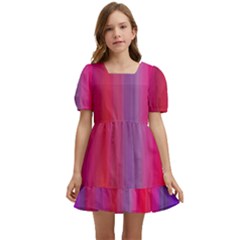 Multicolored Abstract Linear Print Kids  Short Sleeve Dolly Dress by dflcprintsclothing