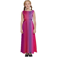 Multicolored Abstract Linear Print Kids  Satin Sleeveless Maxi Dress by dflcprintsclothing