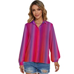 Multicolored Abstract Linear Print Women s Long Sleeve Button Down Shirt