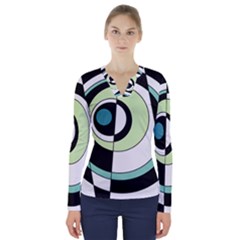 Abstraction 73 V-neck Long Sleeve Top by Mazipoodles