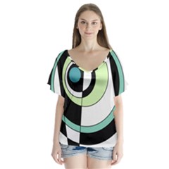 Abstraction 73 V-neck Flutter Sleeve Top by Mazipoodles