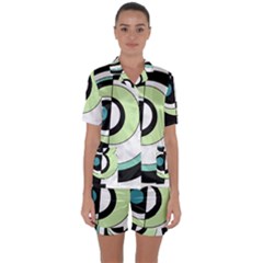 Abstraction 73 Satin Short Sleeve Pajamas Set by Mazipoodles