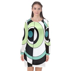 Abstraction 73 Long Sleeve Chiffon Shift Dress  by Mazipoodles