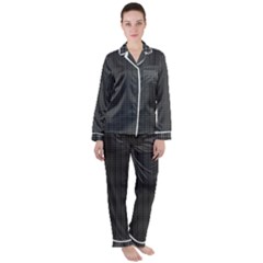 Small Grey Black Plaid Women s Long Sleeve Satin Pajamas Set	 by violetheavensky