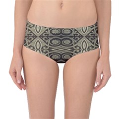 Vintage Ornament Pattern Mid-waist Bikini Bottoms