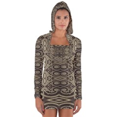 Vintage Ornament Pattern Long Sleeve Hooded T-shirt