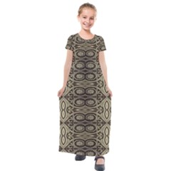 Vintage Ornament Pattern Kids  Short Sleeve Maxi Dress