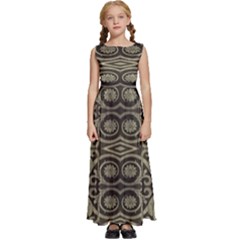 Vintage Ornament Pattern Kids  Satin Sleeveless Maxi Dress