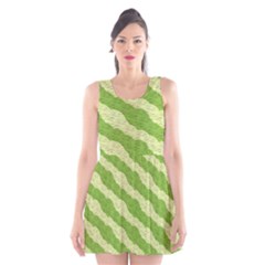 Textured Green Circles Pattern Scoop Neck Skater Dress by FunDressesShop