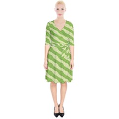 Textured Green Circles Pattern Wrap Up Cocktail Dress by FunDressesShop