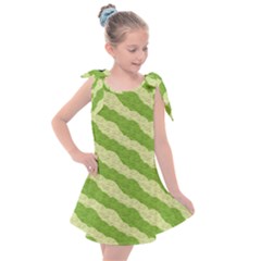 Textured Green Circles Pattern Kids  Tie Up Tunic Dress by FunDressesShop