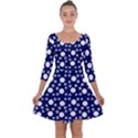 White Circles Blue Quarter Sleeve Skater Dress View1