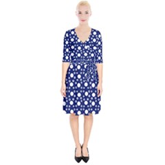 White Circles Blue Wrap Up Cocktail Dress by FunDressesShop