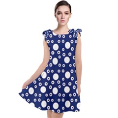 White Circles Blue Tie Up Tunic Dress by FunDressesShop