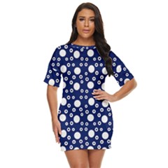 White Circles Blue Just Threw It On Dress by FunDressesShop