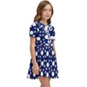 White Circles Blue Kids  Sweet Collar Dress View2