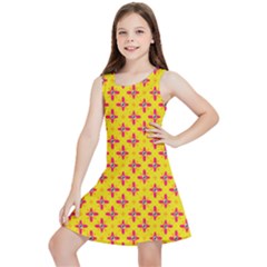 Flowers Shapes On Yellow Kids  Lightweight Sleeveless Dress by FunDressesShop