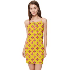 Flowers Shapes On Yellow Summer Tie Front Dress by FunDressesShop