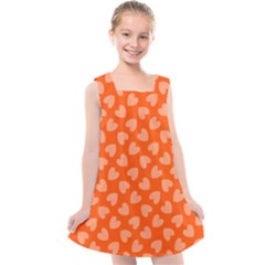 Textured Hearts Orange Kids  Cross Back Dress by FunDressesShop