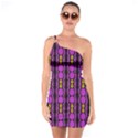 Purple And Yellow Circles On Black One Soulder Bodycon Dress View1