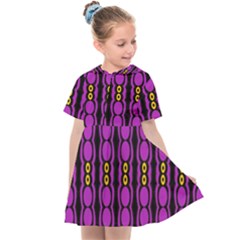 Purple And Yellow Circles On Black Kids  Sailor Dress by FunDressesShop