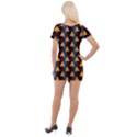 Colorful Triangles on black Short Sleeve Asymmetric Mini Dress View2