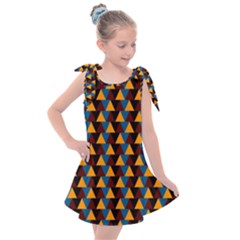 Colorful Triangles On Black Kids  Tie Up Tunic Dress by FunDressesShop