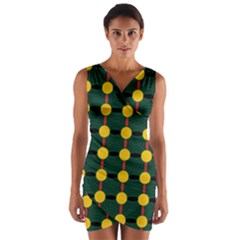 Circles And Ovals On Green Wrap Front Bodycon Dress by FunDressesShop