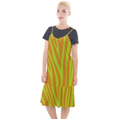 Abstract Zebra Stripes Orange Camis Fishtail Dress