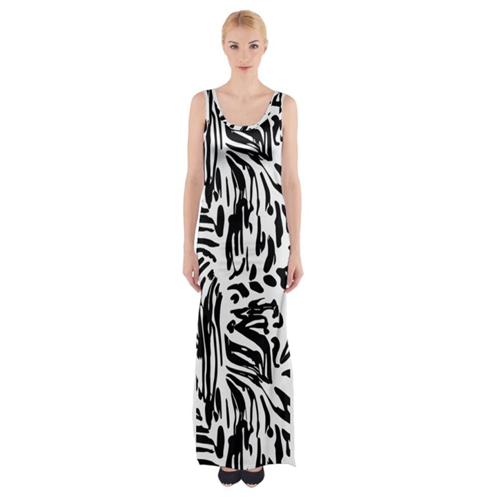 Abstract Painting Thigh Split Maxi Dress