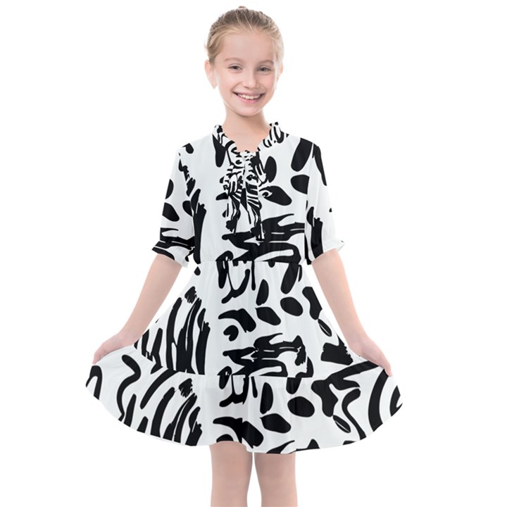 Abstract Painting Kids  All Frills Chiffon Dress