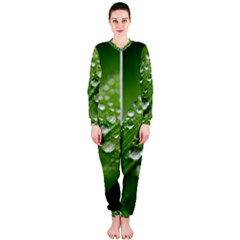 Green Water Leaf Onepiece Jumpsuit (ladies) by artworkshop