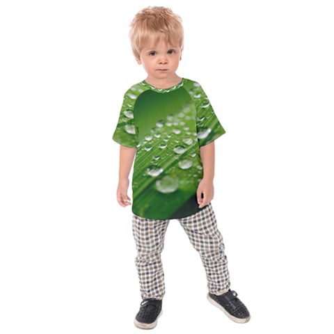 Green Water Leaf Kids  Raglan Tee by artworkshop