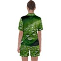 Green Water Leaf Satin Short Sleeve Pajamas Set View2