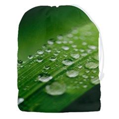 Green Water Leaf Drawstring Pouch (3xl) by artworkshop