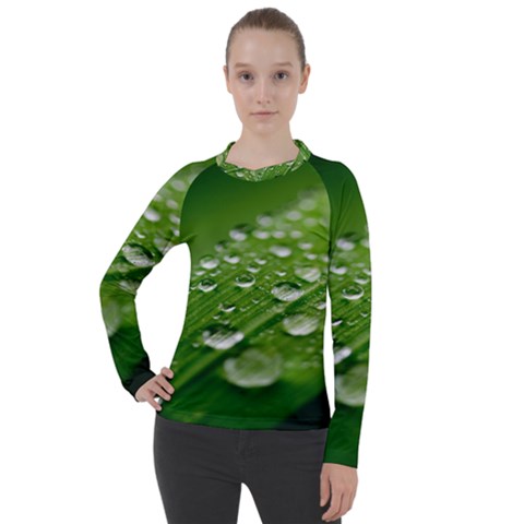 Green Water Leaf Women s Pique Long Sleeve Tee by artworkshop