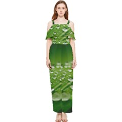 Green Water Leaf Draped Sleeveless Chiffon Jumpsuit by artworkshop