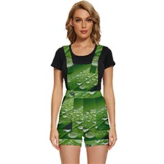 Green Water Leaf Short Overalls by artworkshop