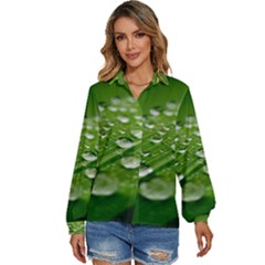 Green Water Leaf Women s Long Sleeve Button Down Shirt