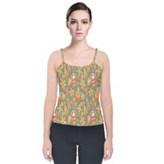 Pattern Seamless Velvet Spaghetti Strap Top