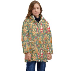 Pattern Seamless Kid s Hooded Longline Puffer Jacket by artworkshop