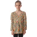 Pattern Seamless Kids  V Neck Casual Top View1