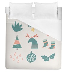 Reindeer Stars Socks Stick Candy Cane Duvet Cover (queen Size) by artworkshop