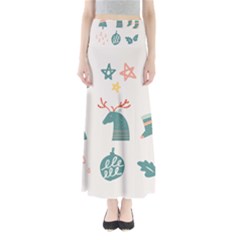 Reindeer Stars Socks Stick Candy Cane Full Length Maxi Skirt by artworkshop