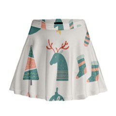 Reindeer Stars Socks Stick Candy Cane Mini Flare Skirt by artworkshop