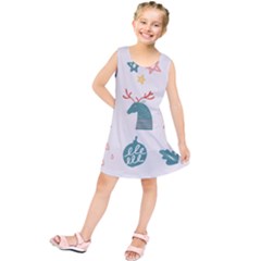 Reindeer Stars Socks Stick Candy Cane Kids  Tunic Dress by artworkshop